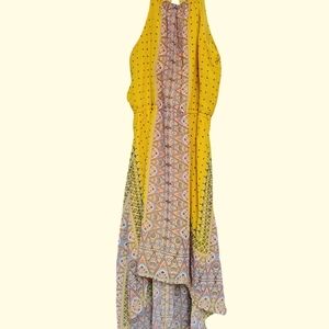 As U Wish Yellow Pink Halter Sundress
